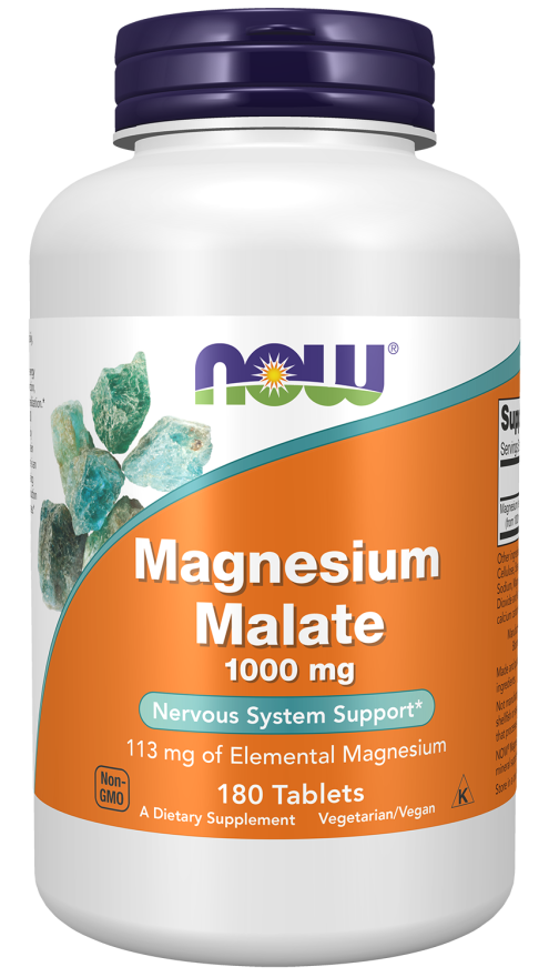 Malato de Magnésio 1000mg Now Foods 180 Tabletes
