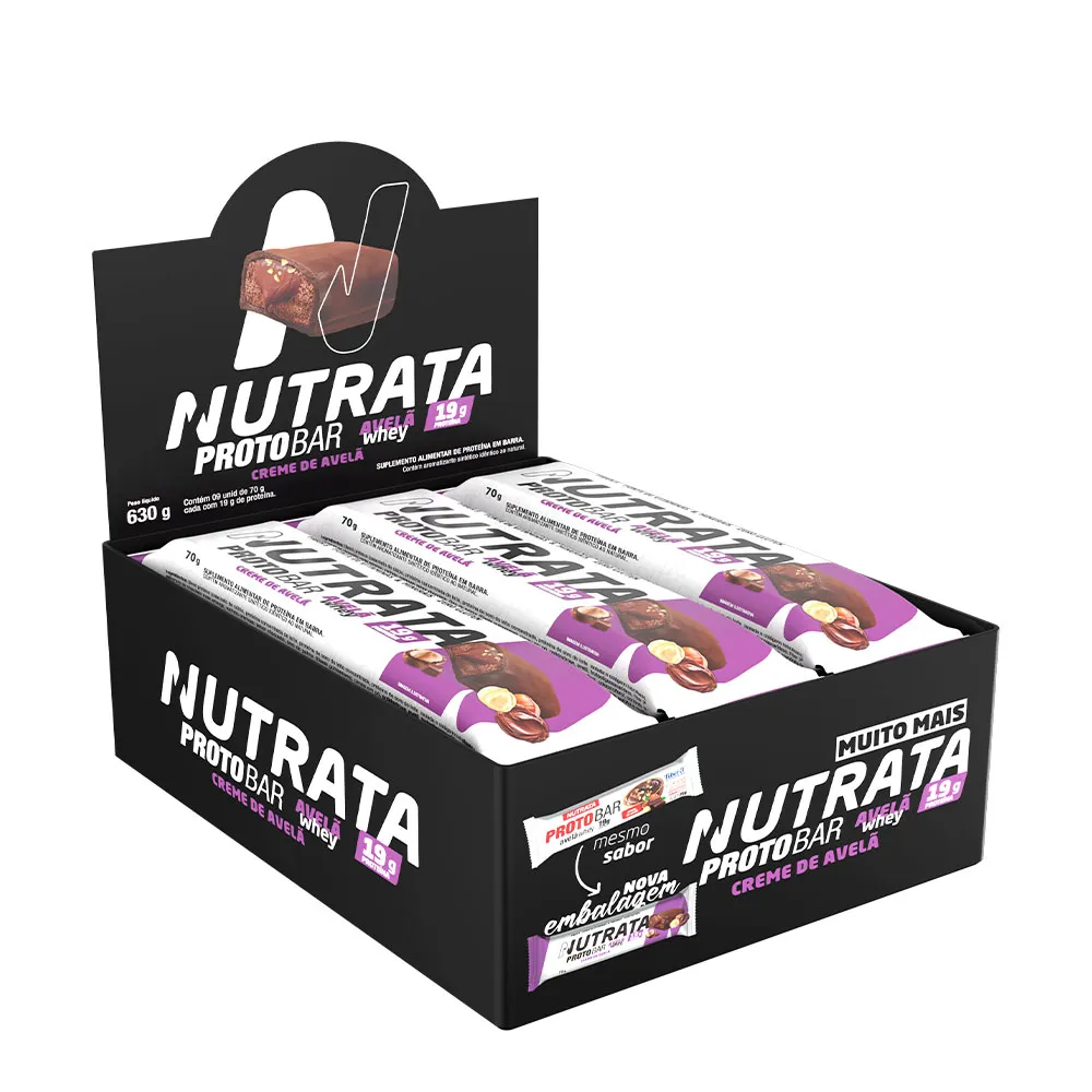 Protobar Avelã Whey Creme de Avelã Display Nutrata 09 Unidades