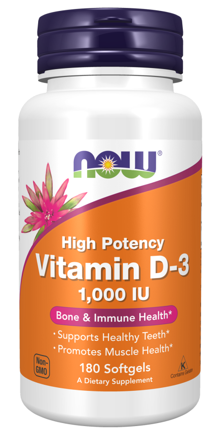 Vitamina D3 1000 UI Now Foods 180 Cápsulas