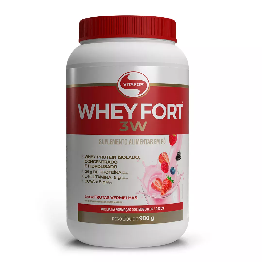 Whey Fort 3W Frutas Vermelhas Vitafor 900g