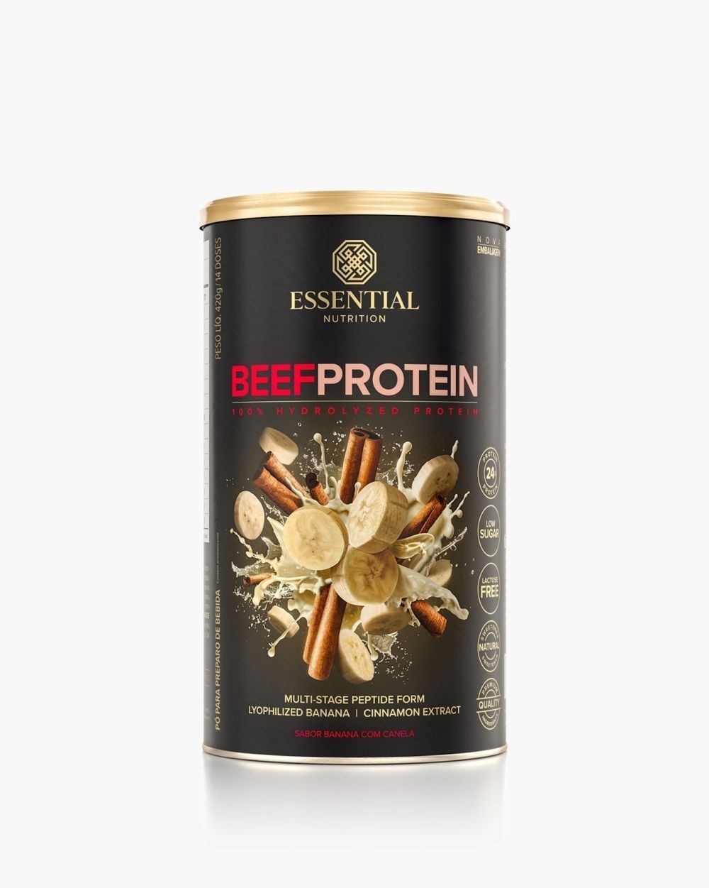Beef Protein sabor Banana com Canela Essential Nutrition 420g