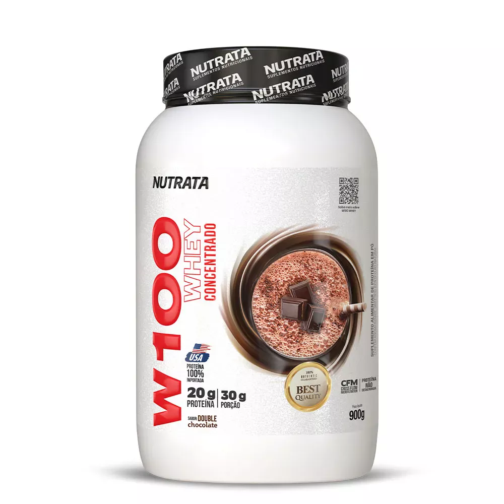 W100 Whey Double Chocolate Nutrata 900 g Pote
