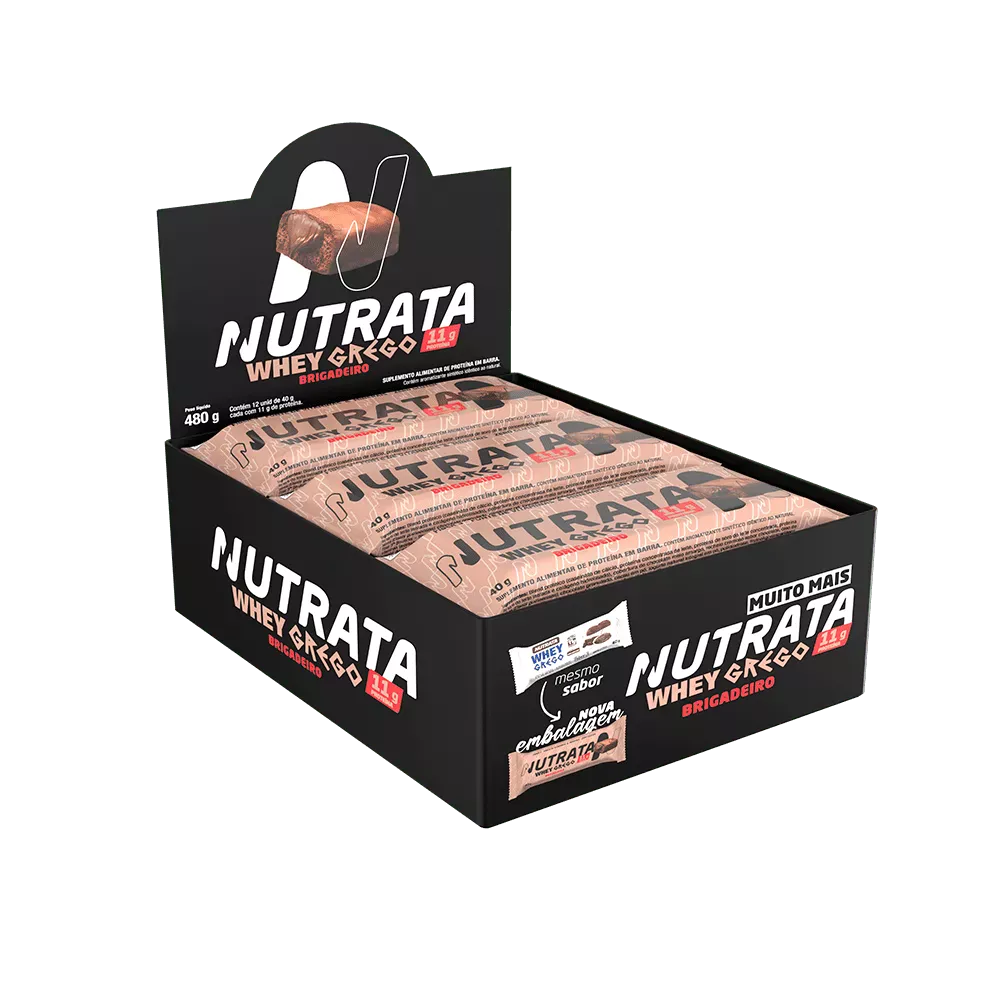 Whey Grego Bar Sabor Brigadeiro Nutrata Display 12 Unidades