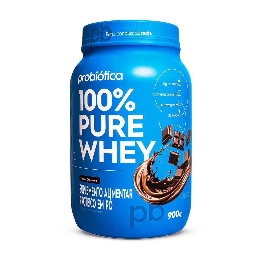 100% Pure Whey Chocolate Probiótica 900 g Pote