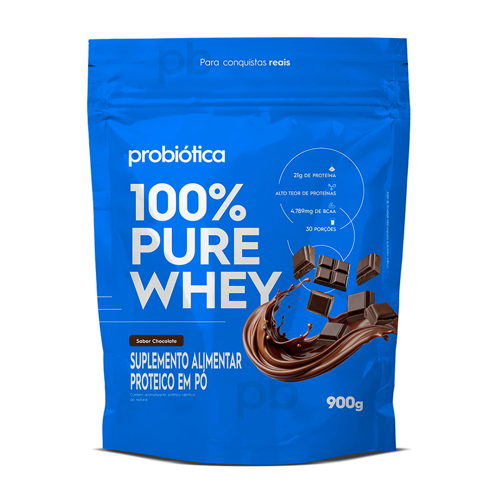 100% Pure Whey Chocolate Probiótica 900 g Refil