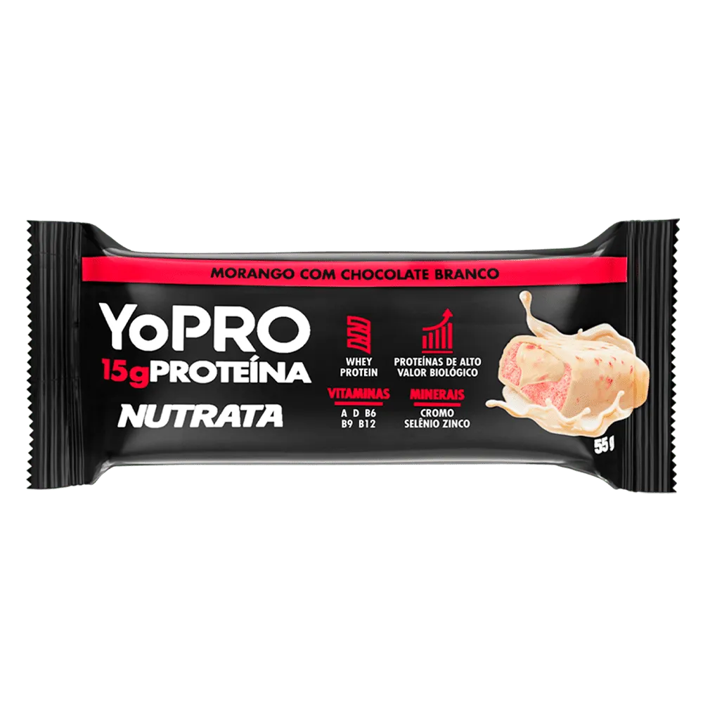Barra YoPro Sabor Morango Nutrata 55 g