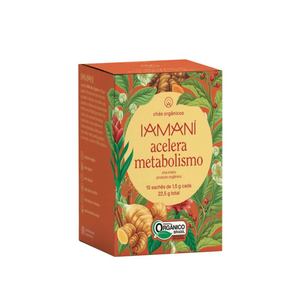 Chá Funcional Orgânico Acelera Metabolismo Iamaní 15 Sachês