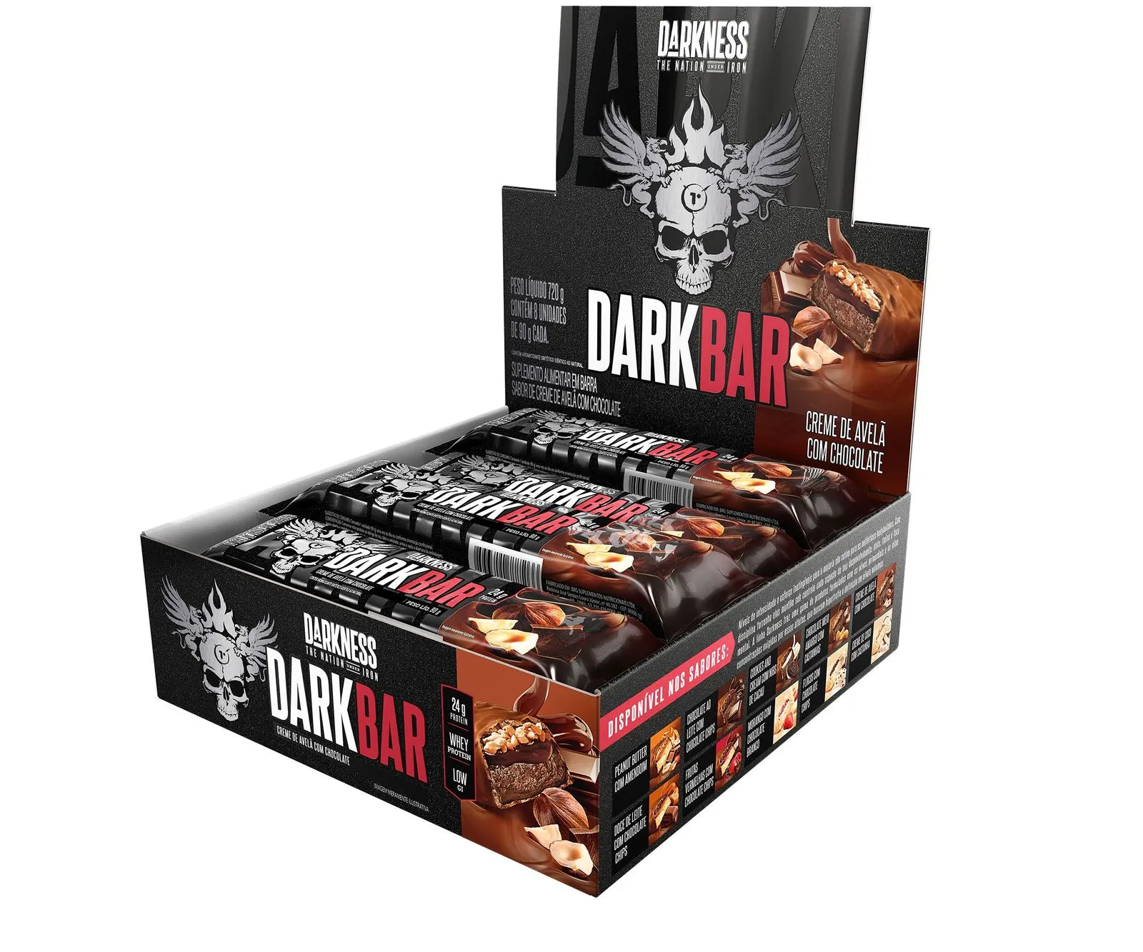Dark Bar Chocolate Amargo com Castanhas Darkness 8 Unidades