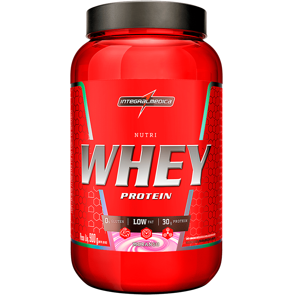 Nutri Whey Protein Morango Integralmédica 900g Pote