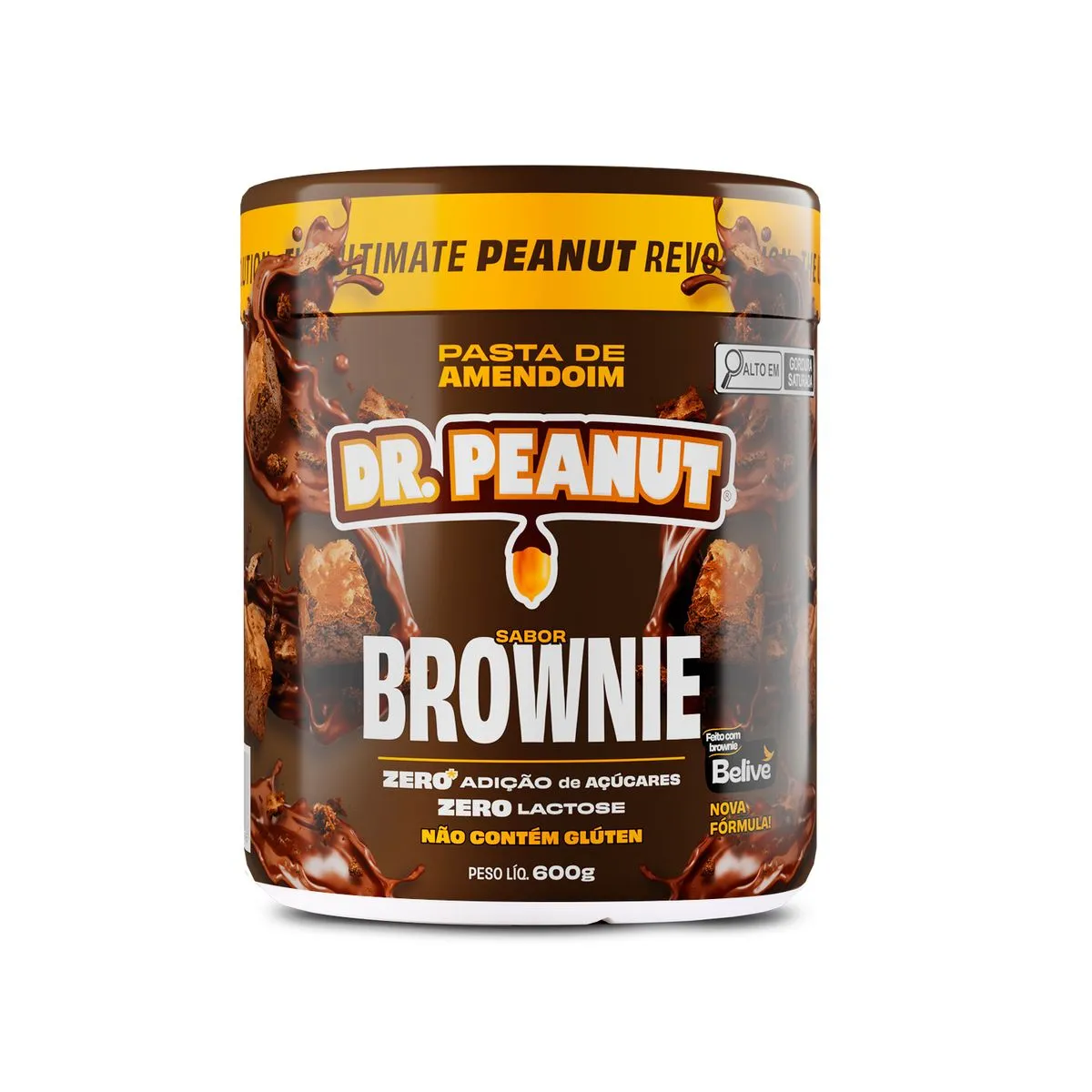 Pasta de Amendoim Sabor Brownie com Whey Protein Dr. Peanut 600g