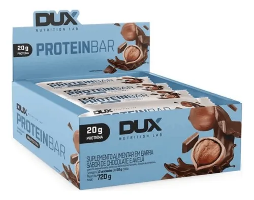 Protein Bar Sabor Chocolate com Avelã DUX 60g - Box de 12 unidades