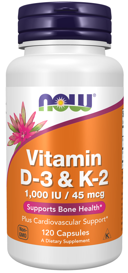 Vitamina D3 & K2 1000 UI Now Foods 120 Cápsulas