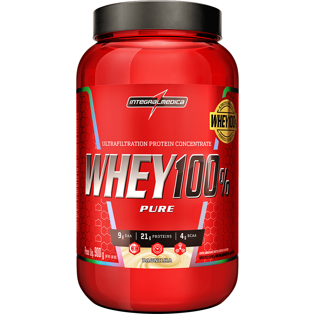 Whey Protein Concentrado 100% Puro Baunilha Integralmedica 900g Pote