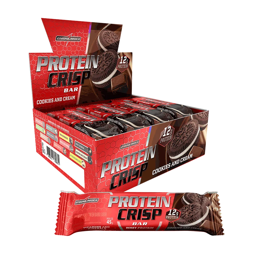 Crisp Bar Cookies and Cream Integralmedica - Caixa 12 Unidades