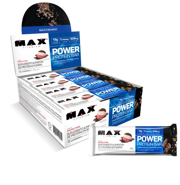 Power Protein Bar Napolitano Max Titanium - 12 Unidades