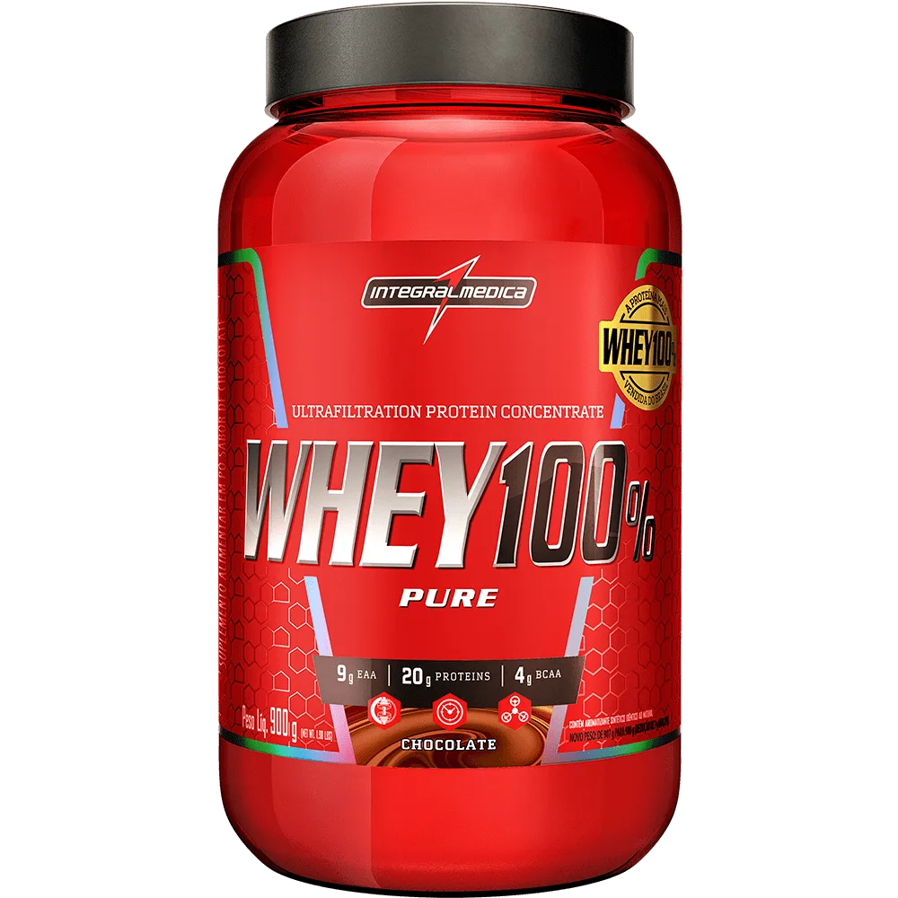 Whey Protein Concentrado 100% Puro Chocolate Integralmedica Pote 900g