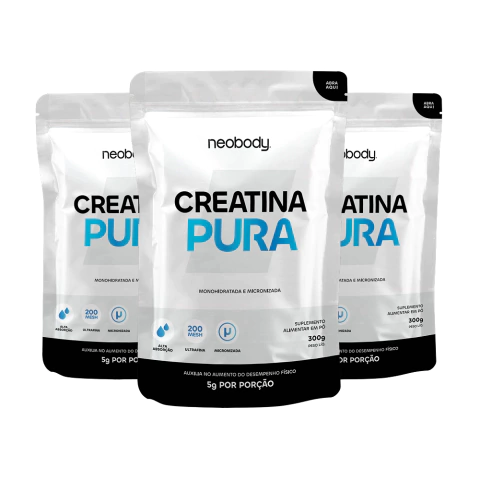 Creatina Sem Metais Pesados Kit 3x 100% Pura com Laudo 300g Neobody
