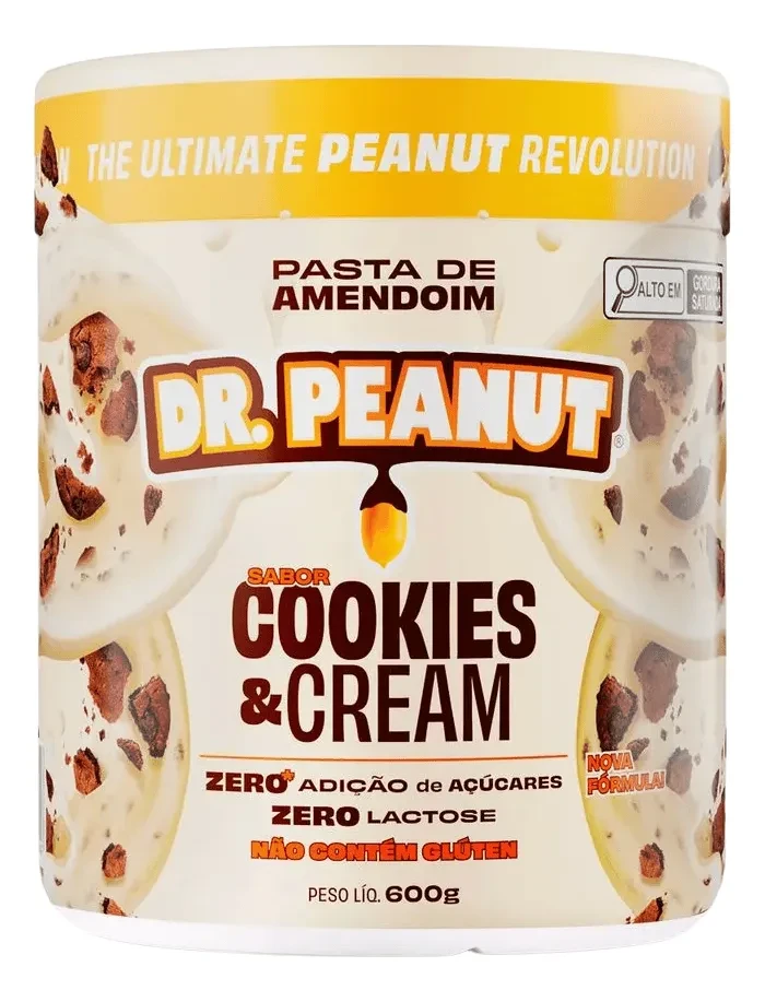 Pasta De Amendoim Cookies & Cream com Whey Protein Dr. Peanut 600g