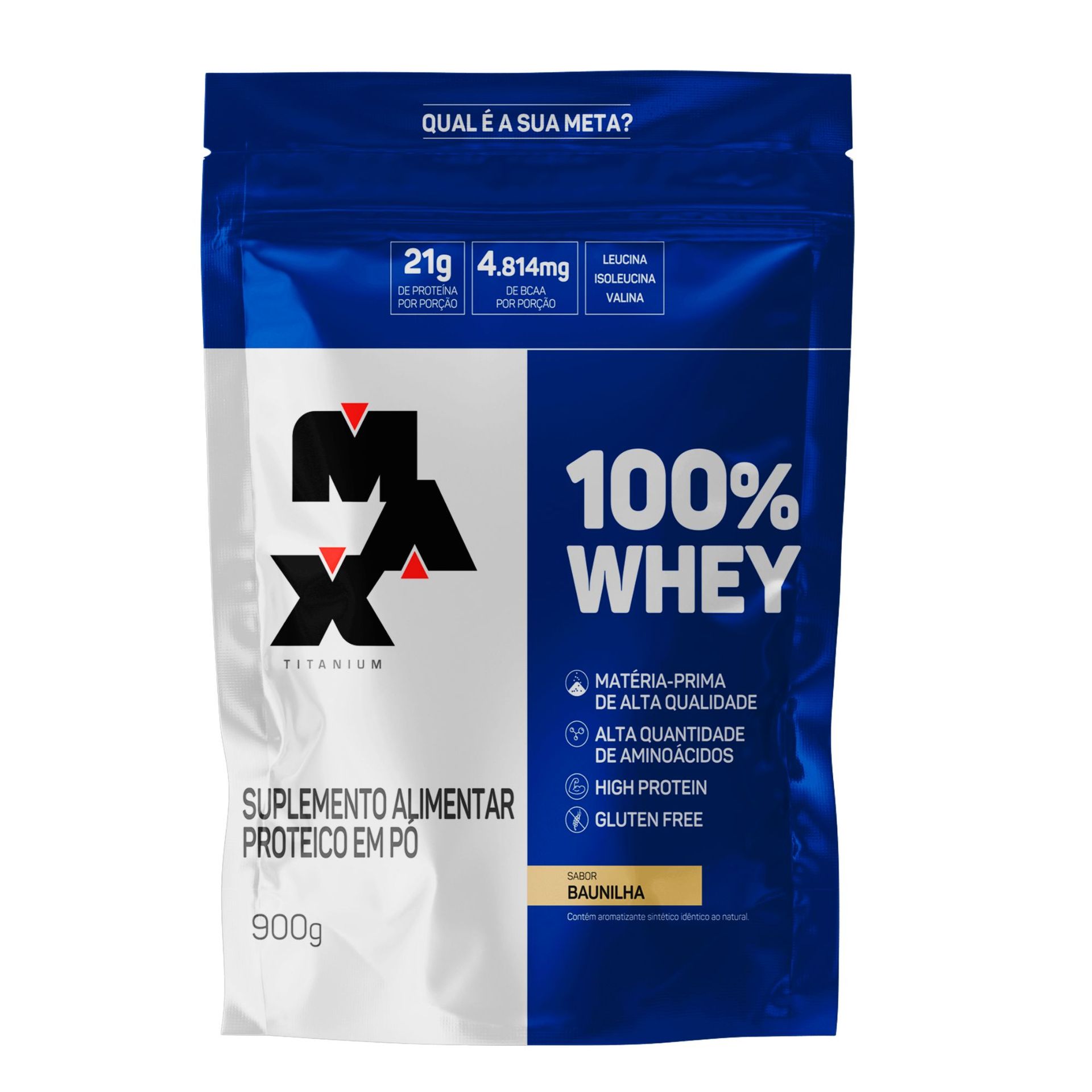 100% Whey Baunilha Max Titanium Refil 900g