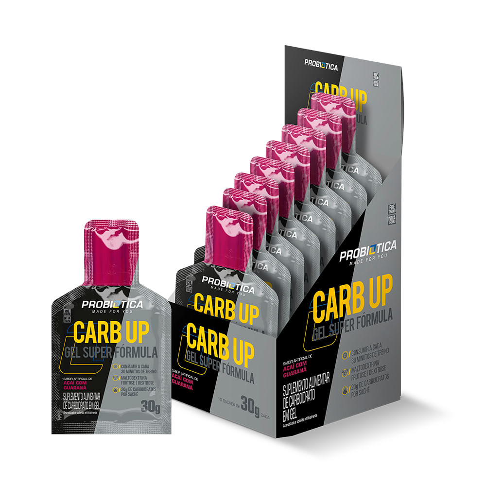 Carb Up Gel Super Fórmula Açaí com Guaraná Probiótica Display 10 Sachês