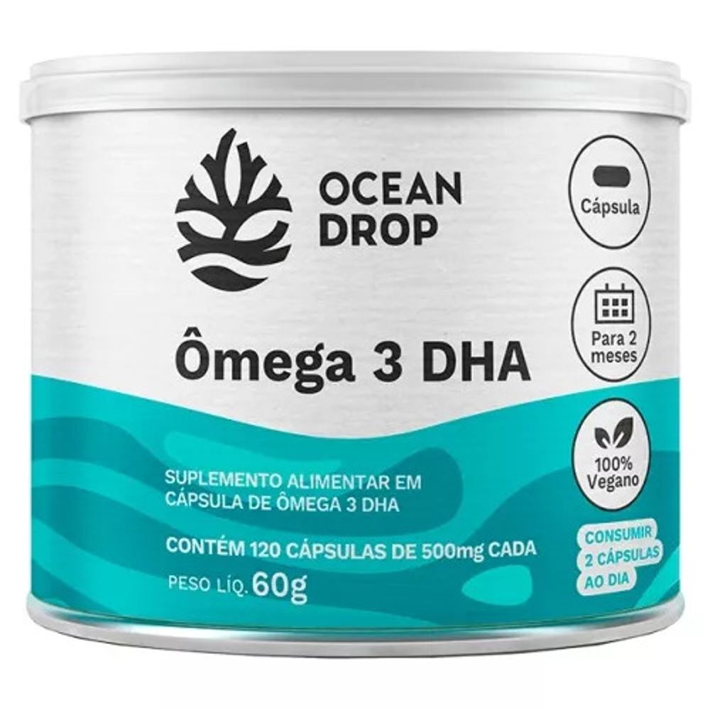 Ômega 3 DHA 500mg 100% Vegetal Ocean Drop 120 Cápsulas