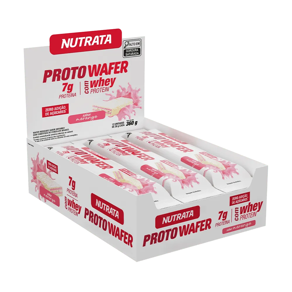 Proto Wafer Sabor Morango Display Nutrata 12 Unidades