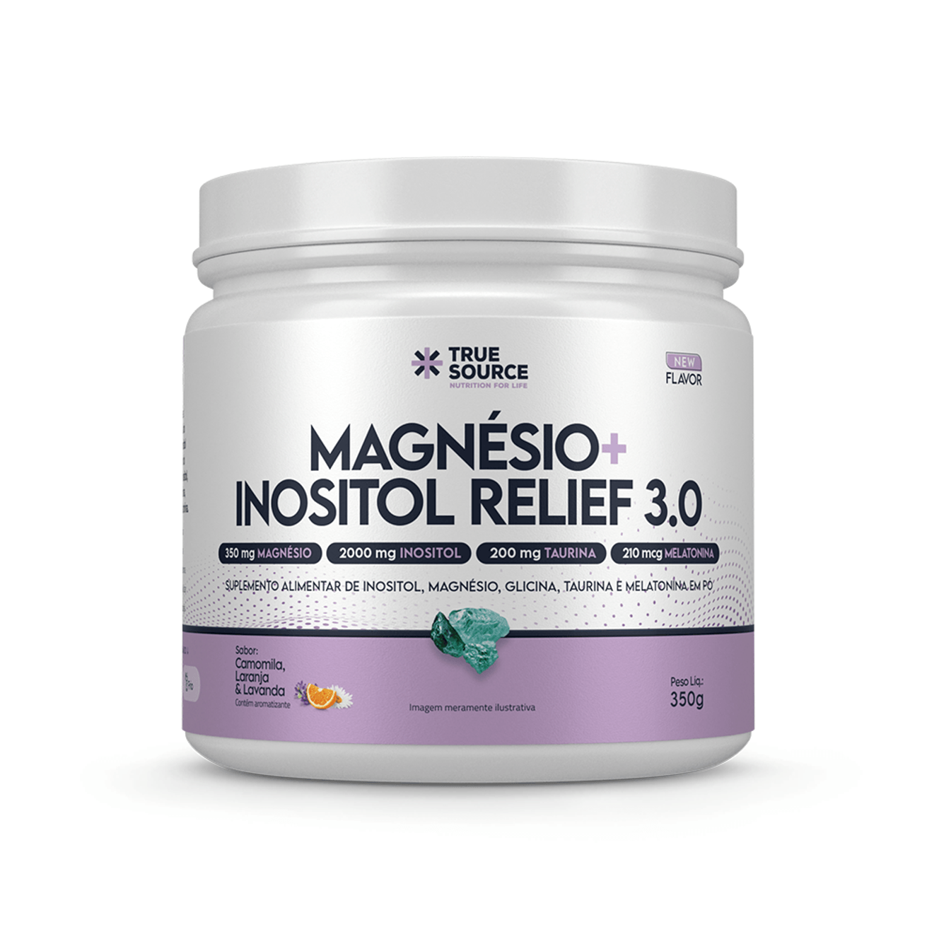 True Magnésio Inositol Relief 3.0 Camomila e Lavanda True Source 350g