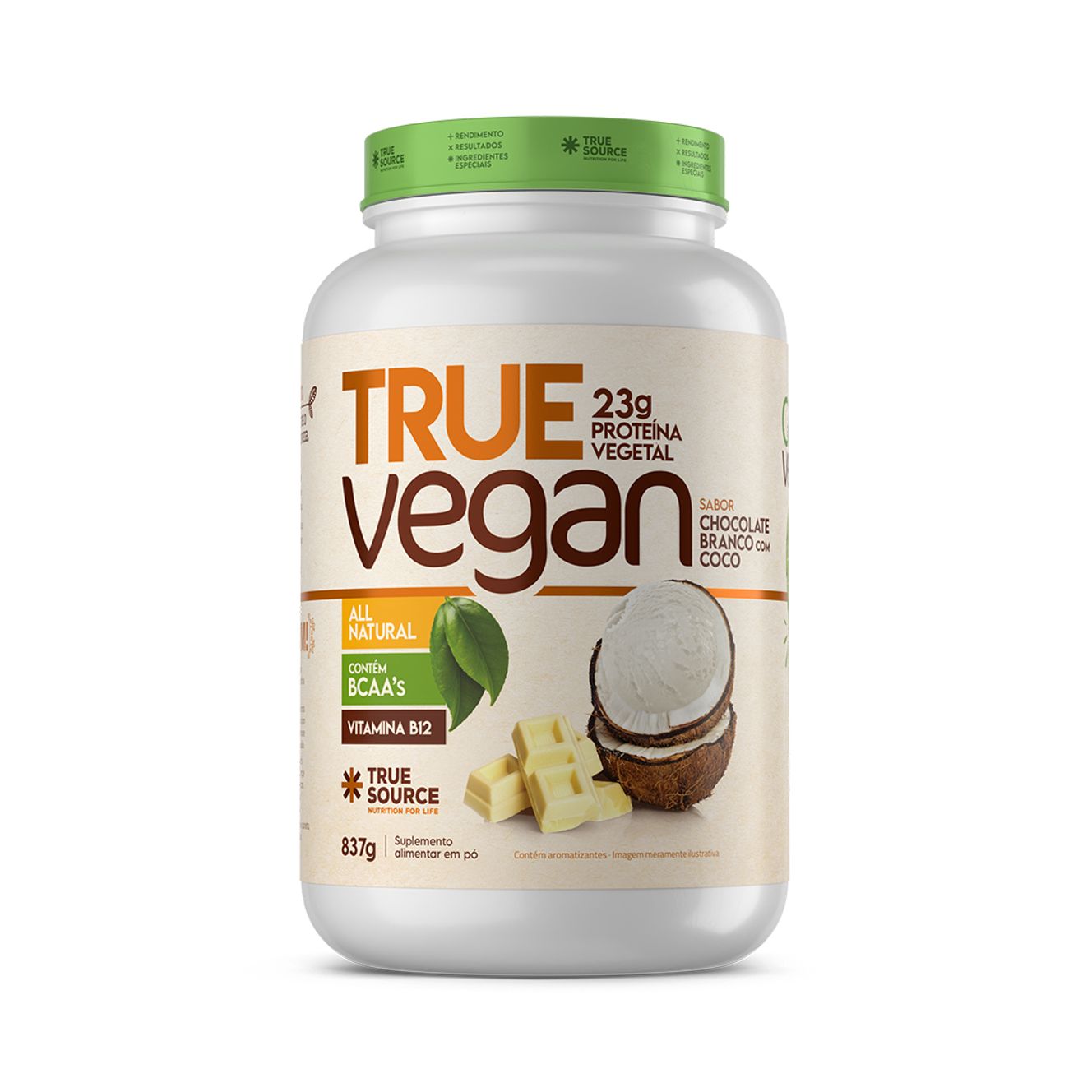 True Vegan Chocolate Branco com Coco True Source 837g