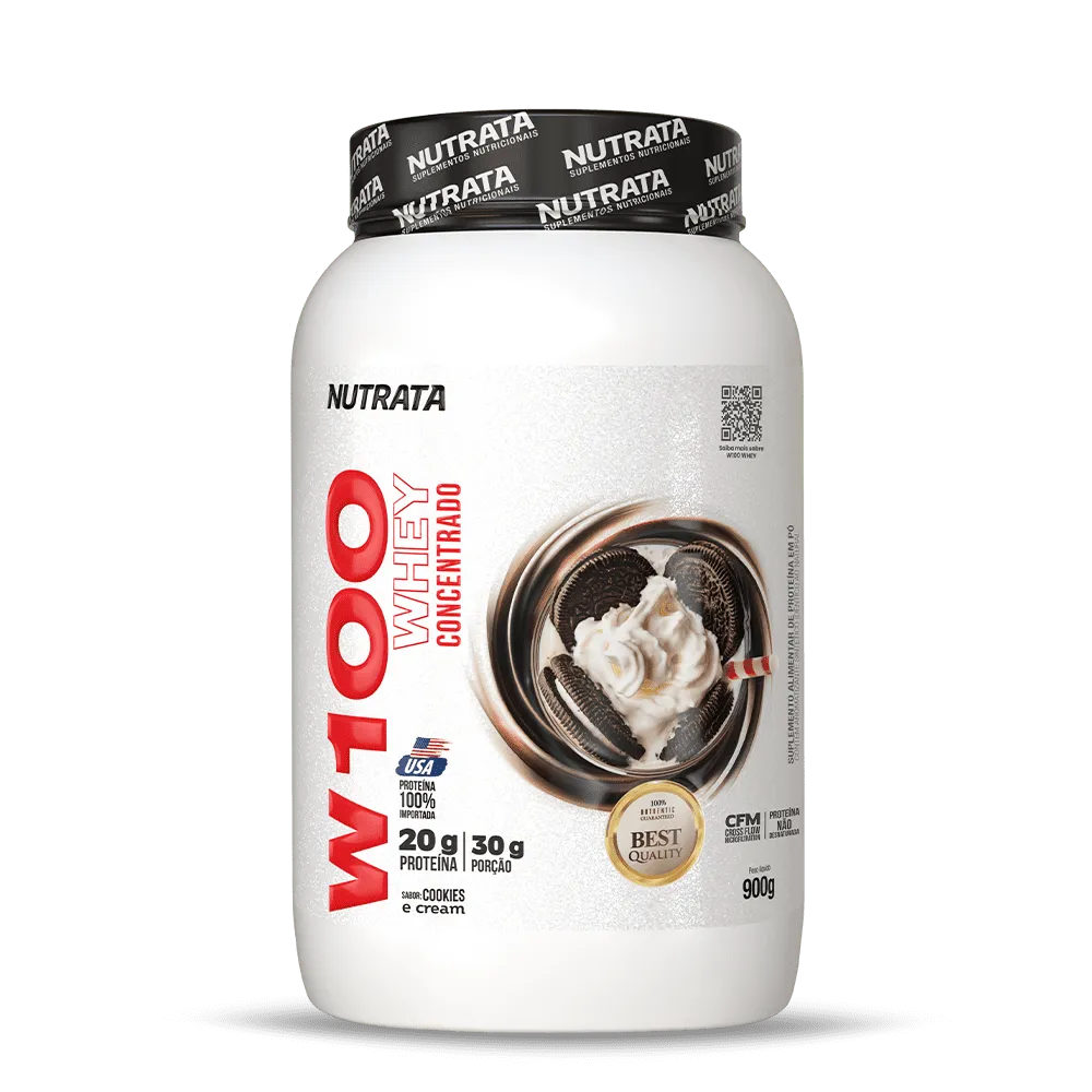 W100 Whey Cookies and Cream Nutrata 900 g Pote