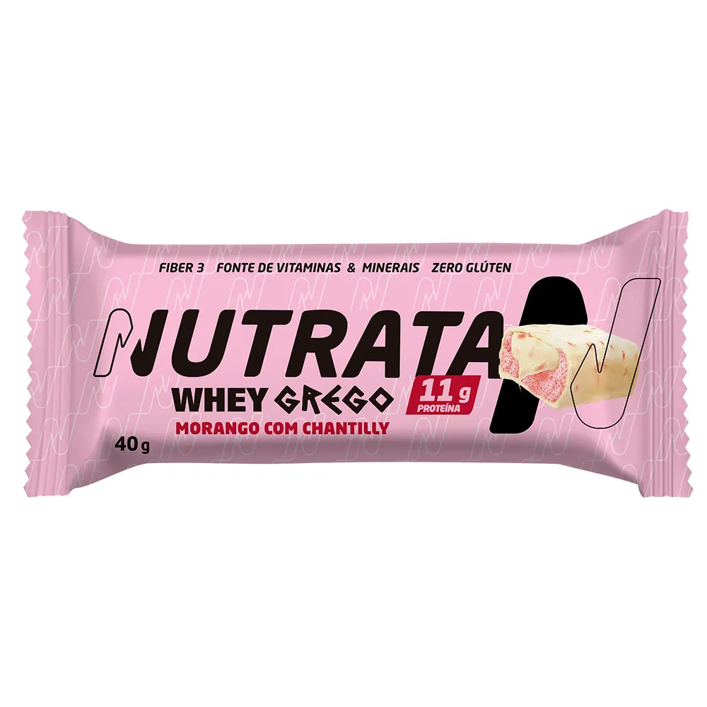 Whey Grego Bar Sabor Morango com Chantilly Nutrata 40 g