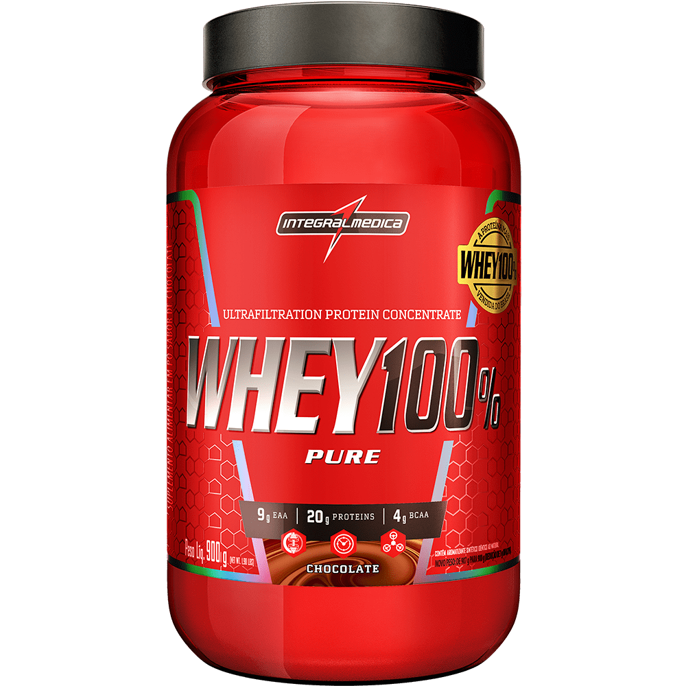 Whey Protein Concentrado 100% Puro Chocolate Integralmedica Pote 900g