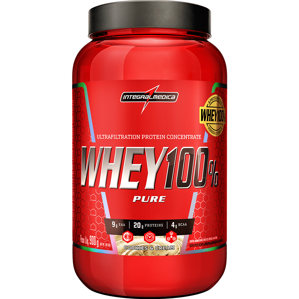 Whey Protein Concentrado 100% Puro Cookies and Cream Integralmedica 900g Pote