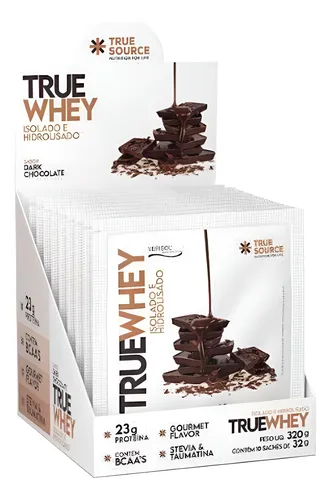 True Whey Protein Dark Chocolate Display 10 Sachês 32g True Source