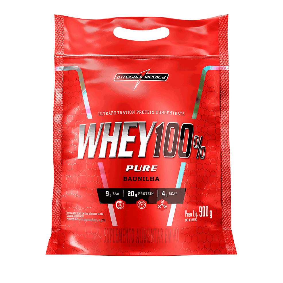 Whey Concentrado 100% Puro Baunilha Integralmédica 900g Refil