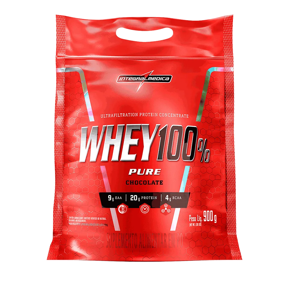 Whey Protein Concentrado 100% Puro Chocolate Integralmedica 900g Refil