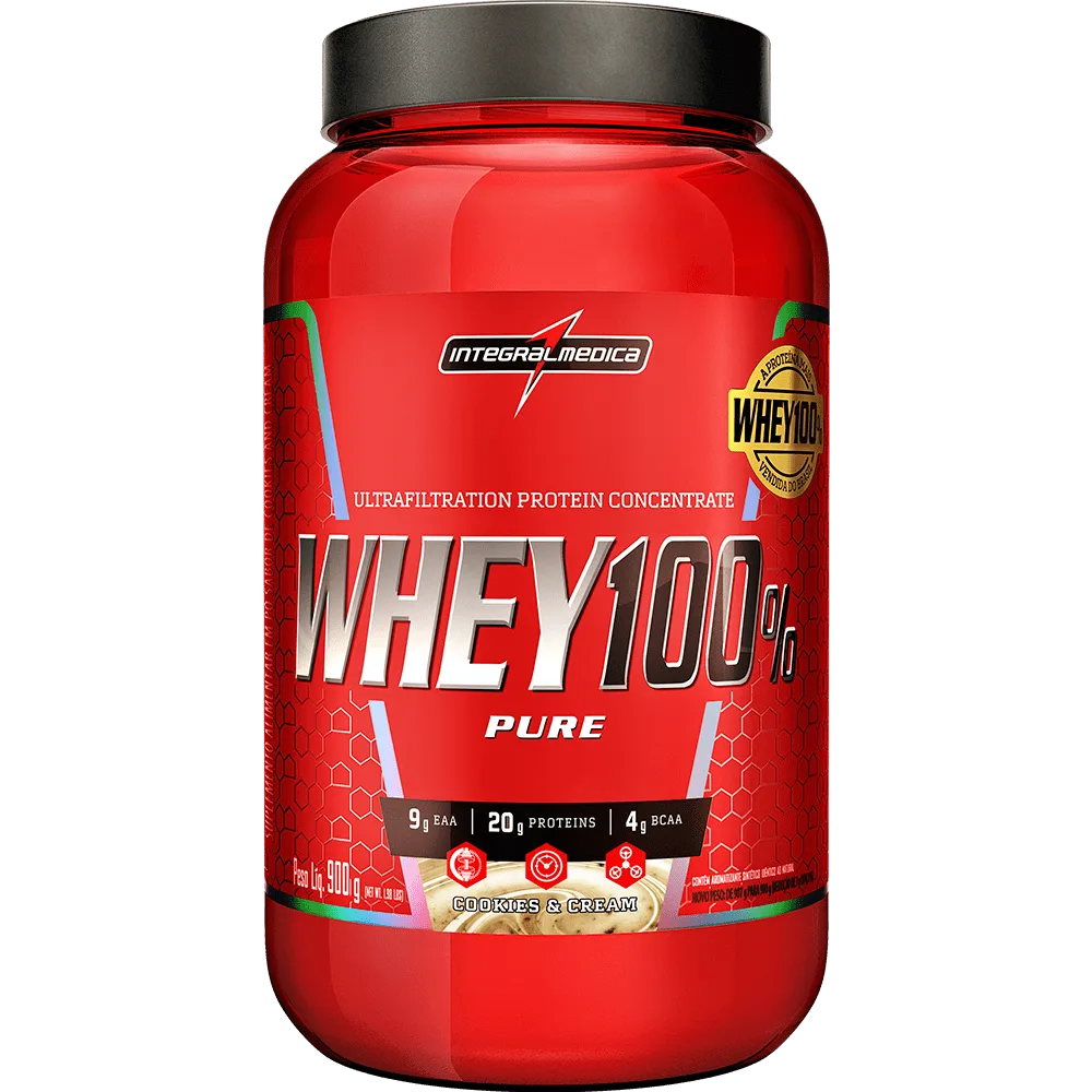 Whey Protein Concentrado 100% Puro Cookies and Cream Integralmedica 900g Pote