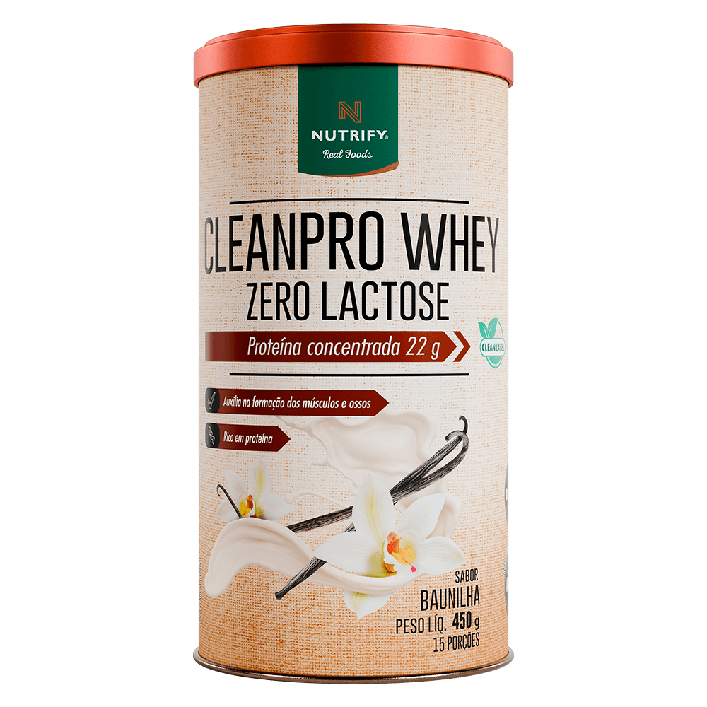 CleanPro Whey Zero Lactose Nutrify Sabor Baunilha 450g