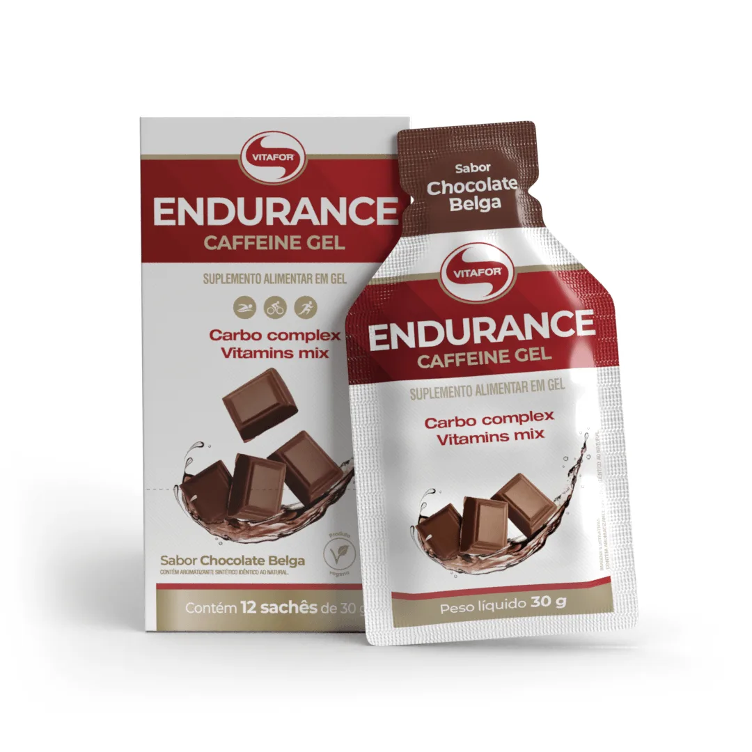 Endurance Caffeine Gel Vitafor Sabor Chocolate Belga 12 Sachês