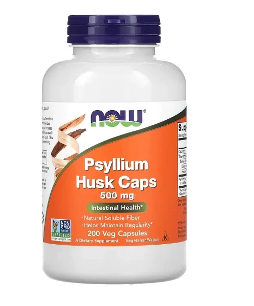 Casca de Psyllium 500mg Now Foods 200 Cápsulas